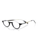 Vice Chair Semi-Rimless Acetate Readers, Black/Horn
