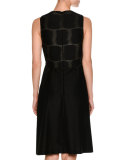 Sleeveless Fil Coupe A-Line Dress, Black