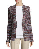 Curacao Tweed Notch-Collar Jacket, Caviar/Multi