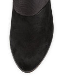 Oki Embossed-Leather Bootie, Black