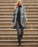 Diamond-Knit Crewneck Topper, Hematite/Frost
