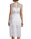 Sleeveless Lace A-Line Dress, Off White