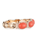 Coral Cabochon & Diamond Bangle Bracelet