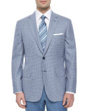 Micro Houndstooth Two-Button Jacket, Blue/Purple