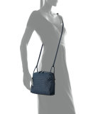Intrecciato Small Zip Crossbody Bag, Cobalt Blue