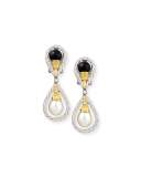 18k Gold Drop Earrings with Onyx and Pearls