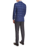 Flat-Front Twill Trousers, Charcoal