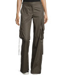 Cotton Mid-Rise Cargo Pants, Brown