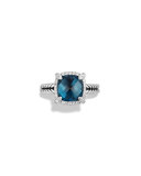 9mm Châtelaine Ring with Diamonds in Blue Topaz