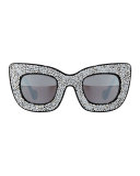 Wonderland Stories Swarovski® Cat-Eye Sunglasses, Ice Crystal