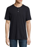Short-Sleeve Knit Henley Shirt, Navy