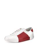 Colorblock Vitello Low-Top Sneaker, White/Red