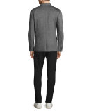 Riland Silk-Cashmere Crewneck Sweater, Foam Heather