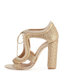 Edith Twist Woven Lace-Up Sandal, Mekong/Yuta