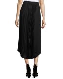 Blair Plissé Slit Midi Skirt, Black