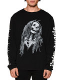 Long-Sleeve Skull & Stars T-Shirt, Black/White
