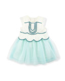 Sleeveless Sequin Tulle Dress, White, Size 12-18 Months