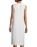 Sleeveless Matte Silk Shift Dress, Off White