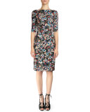 Kirsten Floral-Print Sheath Dress, Pink Multi