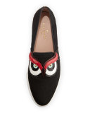 colie calf-hair owl skate sneaker, black