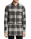 Plaid Patch-Pocket Sport Shirt, Onyx/Multi