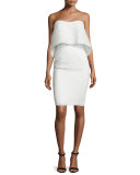 Strapless Lace Popover Midi Cocktail Dress