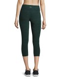 Space-Dye Capri Sport Leggings, Black/Evergreen