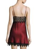Lace-Trim Silk Chemise, Bordeaux
