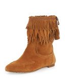 Tiger Lily Fringe Suede Bootie, Cognac