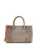 Pandora Demi Lace-Cut Crocodile Satchel Bag