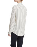Peter Striped Silk Blouse, White Pattern