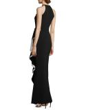 Corrine Ruffle Ponte Gown, Black