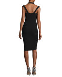 Quirine Sleeveless Jersey Cocktail Dress, Black