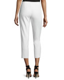 Mid-Rise Slim-Leg Cropped Pants, Ivory