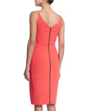 Sleeveless Scoop-Neck Sheath Dress, Coral