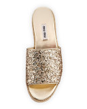 Glitter Platform Espadrille Sandal Slide, Pirite