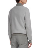 Textured Cashmere Full-Zip Cardigan, Gray