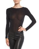 Buenos Aires Long-Sleeve String Bodysuit, Black