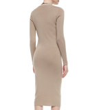 Metallic Long-Sleeve Midi Dress