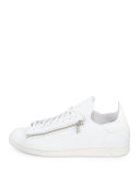 Stan Zip-Side Leather Sneaker, White