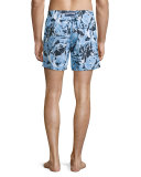 Moorea Paint-Splatter Print Swim Trunks, Pollock