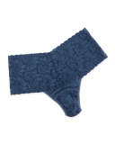 Retro Signature Lace Thong, Night Shadow Blue