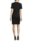 Ainsley Short-Sleeve Lace-Trim Sheath Dress
