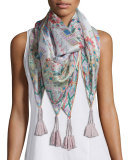 Fly Feather Silk Georgette Scarf 