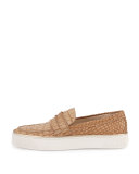Lounge Crocodile-Embossed Loafer Sneaker, Ivory