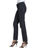 Sheri Python-Print Skinny Pants, Dark Ash