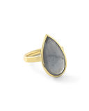 18k Rock Candy Single Medium Teardrop Ring in Rutilated Quartz