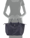 Le Pliage Cuir Handbag with Strap, Navy