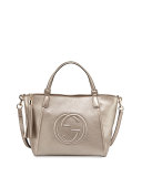 Soho Metallic Leather Top-Handle Bag, Golden Beige