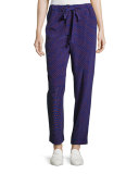 Talia Graphic-Print Silk Pants